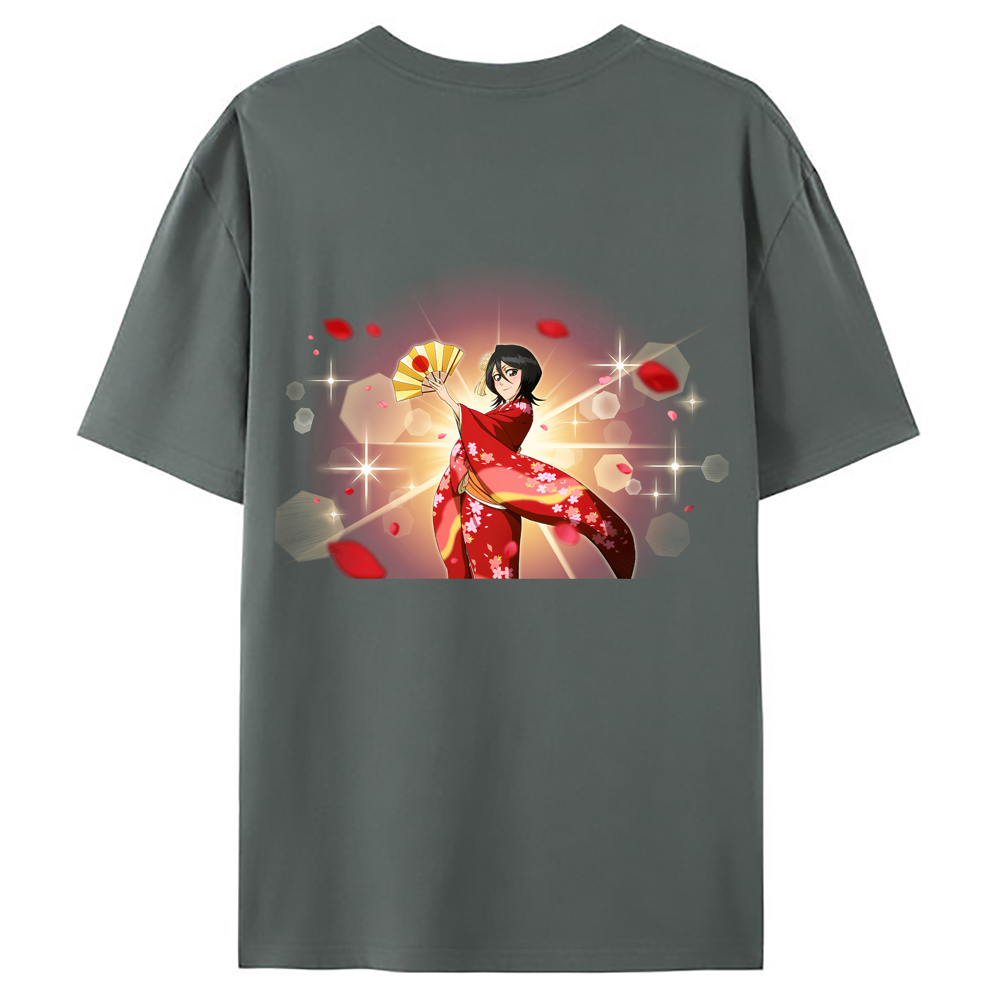 （画像用） ブリーチ 朽木ルキア BLEACH Kuchiki Rukia 綿100％ メンズ半袖Tシャツ（バックプリント） 通気性